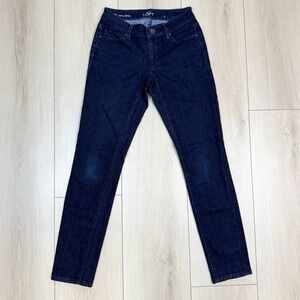 LOFT Womens Curvy Skinny Jeans Dark Wash Size 24/00 Mid Rise Stretch Denim Pants